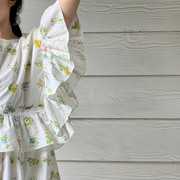 Handmade Vintage Utica Botanical Floral Ruffled Dress SKU 02211 - Picture 4 of 16